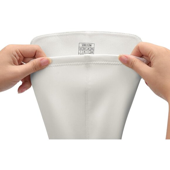 Women's White Knee High Comfortable Platform Heel Round Toe Stretch Boots - Picture 3 of 7